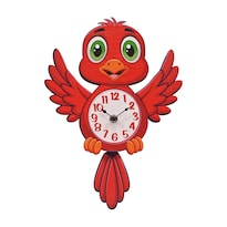 Reloj De Pared Con Dibujos Animados De Loros 30 X 22 Cm Madera Silenciosa - Venta Internacional.