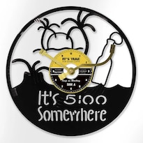 Reloj De Pared Con Disco De Vinilo Con Forma De Palmera Tropical 30 Cm Marco De Metal - Venta Internacional.