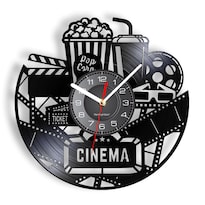 Reloj De Pared Retro Con Disco De Vinilo Tema Cinematográfico 30 X 30 Cm - Venta Internacional.