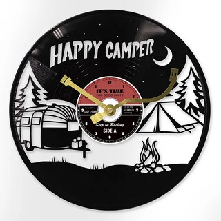 Foto 1 | Foto 1 | Reloj De Pared Happy Camper Con Disco De Vinilo Retro Para Autocaravana Y Tienda De Campaña - Venta Internacional.