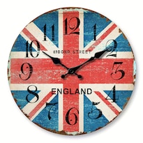 Reloj De Pared Con Bandera Británica Vintage Bandera Británica 35 Cm Madera - Venta Internacional.