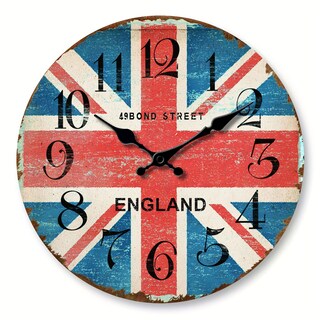 Foto 1 | Foto 1 | Reloj De Pared Con Bandera Británica Vintage Bandera Británica 35 Cm Madera - Venta Internacional.