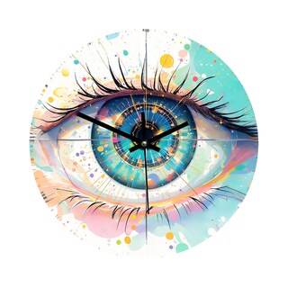 Foto 1 | Foto 1 | Reloj De Pared Con Diseño De Ojo Artístico De 10 Pulgadas Con Toques Coloridos - Venta Internacional.