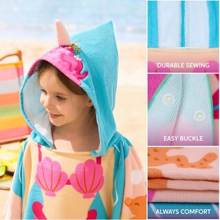 Foto 4 | Foto 4 | Toalla De Playa Con Capucha Para Niños Joiedomi Diseño De Sirena Rosa 61 X 61 Cm - Venta Internacional.