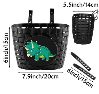 Foto 3 | Foto 3 | Cesta Para Bicicleta Yeloyolker Dinosaur Bell Kids 20 X 14 X 15 Cm - Venta Internacional.