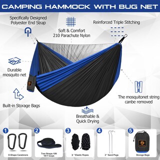 Foto 2 | Foto 2 | Hamaca De Camping Qevooon Con Mosquitera Y Correas De 3 M - Venta Internacional.