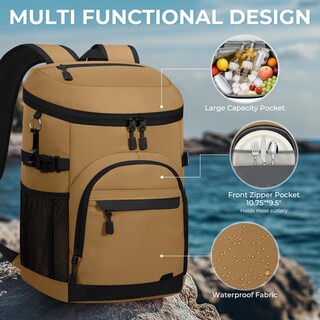 Foto 4 | Foto 4 | Mochila Térmica Tenot Para 35 Latas Aislante A Prueba De Fugas Color Caqui - Venta Internacional.