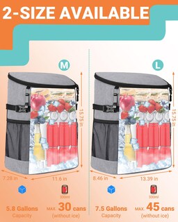 Foto 3 | Foto 3 | Mochila Aislante A Prueba De Fugas Cooler Tuwubi Para 30 Latas Gris - Venta Internacional.