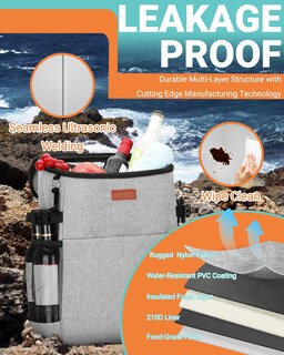 Foto 4 | Foto 4 | Mochila Aislante A Prueba De Fugas Cooler Tuwubi Para 30 Latas Gris - Venta Internacional.