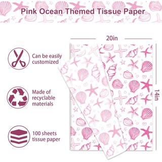 Foto 2 | Foto 2 | Papel De Seda Jarthenaamcs 100 Hojas 36 X 51 Cm Diseño De Concha Rosa - Venta Internacional.