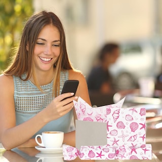 Foto 7 | Foto 7 | Papel De Seda Jarthenaamcs 100 Hojas 36 X 51 Cm Diseño De Concha Rosa - Venta Internacional.