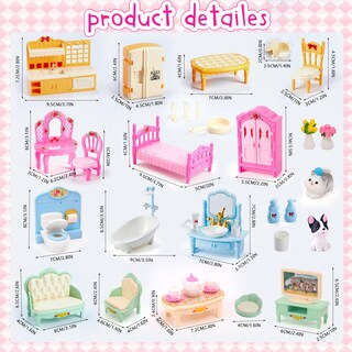 Foto 4 | Foto 4 | Juego De Muebles Para Casas De Muñecas Hapgfs 45 Piezas Miniaccesorios - Venta Internacional.