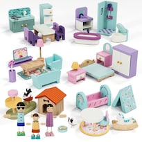 Juego De Muebles De Madera Para Casa De Muñecas Lehoo Castle 39 Piezas 5 Habitaciones - Venta Internacional.