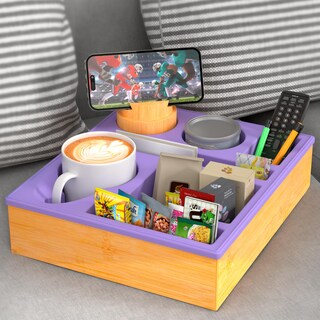 Foto 1 | Foto 1 | Organizador De Sofá Caddy Rgbdot Bandeja De Bambú De Silicona Color Morado - Venta Internacional.