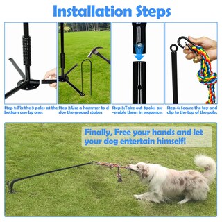 Foto 4 | Foto 4 | Juguete Para Perros Syooy Outdoor Con Mástil De 75 A 110 Cm Cuerdas De 40 Cm Y Campana - Venta Internacional.