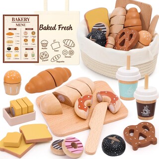 Foto 1 | Foto 1 | Juego De Juguetes De Comida Simulada Supergfs De Wooden Bakery Playset Con Bolsa - Venta Internacional.