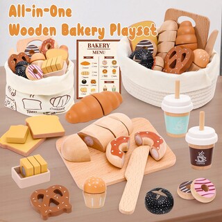 Foto 3 | Foto 3 | Juego De Juguetes De Comida Simulada Supergfs De Wooden Bakery Playset Con Bolsa - Venta Internacional.