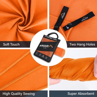 Foto 2 | Foto 2 | Toalla Apexup De Microfibra De Secado Rápido 122 X 61 Cm Color Naranja - Venta Internacional.