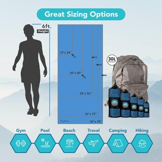 Foto 3 | Foto 3 | Toalla Youphoria Outdoors Ligera De Secado Rápido Para Viajes - Venta Internacional.