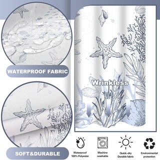 Foto 3 | Foto 3 | Cortina De Ducha Twlsncd Nautical Coastal 180x188 Cm Gris - Venta Internacional.