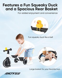 Foto 3 | Foto 3 | Neumáticos De Poliuretano Con Asiento Ajustable Ridyee Para Triciclo Para Niños Pequeños Blancos - Venta Internacional.