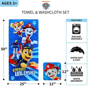 Foto 3 | Foto 3 | Juego De Toallas De Felpa De Algodón Franco Paw Patrol Para Niños 127 X 64 Cm - Venta Internacional.