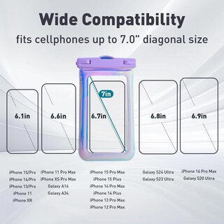 Foto 2 | Foto 2 | Funda Impermeable Para Teléfono Foweroty De 7 Pulgadas Rosa Flotante Y Morado - Venta Internacional.