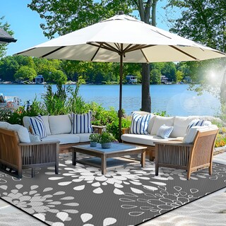 Foto 1 | Foto 1 | Alfombra Wallona 152x244 Cm Impermeable Reversible Gris Y Blanco - Venta Internacional.