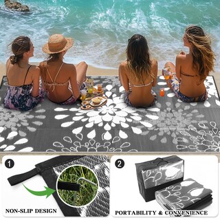 Foto 3 | Foto 3 | Alfombra Wallona 152x244 Cm Impermeable Reversible Gris Y Blanco - Venta Internacional.