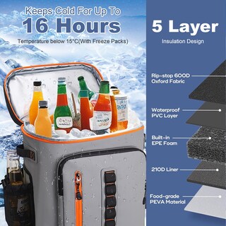 Foto 2 | Foto 2 | Mochila Aislante Impermeable Cooler Sunup Para 35 Latas Gris - Venta Internacional.