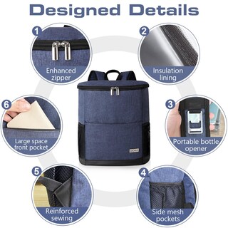 Foto 2 | Foto 2 | Mochila Térmica Hawgon A Prueba De Fugas 30 Latas Impermeable Azul Marino - Venta Internacional.