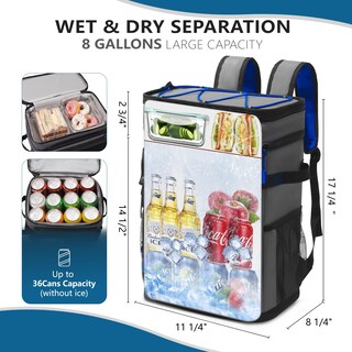 Foto 3 | Foto 3 | Mochila Térmica Coolrex Grande 36 Latas Impermeable Gris - Venta Internacional.