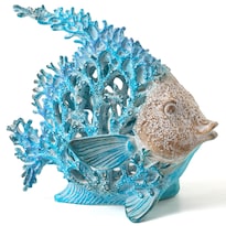 Escultura Vvgifts Pez Ángel De Arrecife De Coral 19x18 Cm Azul - Venta Internacional.