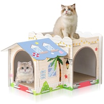 Villa De Cartón De Dos Pisos Con Sombreado De Líneas Cat House 45 X 27 X 30 Cm - Venta Internacional.