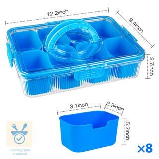 Foto 3 | Foto 3 | Soporte Para Comidas Feiood Caja Acanalada Para Aperitivos 8 Compartimentos Color Cerúleo - Venta Internacional.