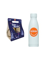 Taza Navideña Plateada con Azul 325 ml + Termo Güish