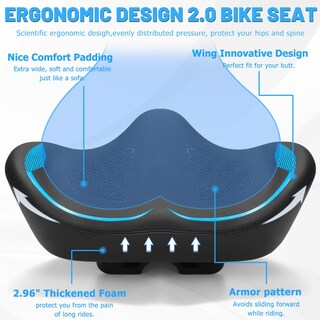 Foto 4 | Foto 4 | Asiento De Bicicleta Cdywd Noseless Oversized Comfort 24 X 34 X 14 Cm - Venta Internacional.