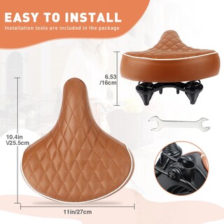 Foto 2 | Foto 2 | Asiento De Bicicleta Weerock Ancho Y Suave Piel Sintética Marrón 26 X 27 X 6 Cm - Venta Internacional.