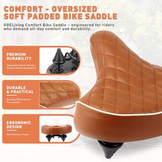 Foto 4 | Foto 4 | Asiento De Bicicleta Weerock Ancho Y Suave Piel Sintética Marrón 26 X 27 X 6 Cm - Venta Internacional.