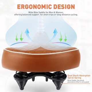 Foto 5 | Foto 5 | Asiento De Bicicleta Weerock Ancho Y Suave Piel Sintética Marrón 26 X 27 X 6 Cm - Venta Internacional.