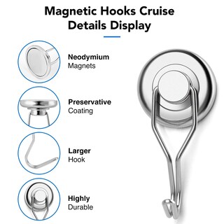 Foto 6 | Foto 6 | Ganchos Magnéticos Lovimag 110 Libras Resistentes Paquete De 8 Plateados - Venta Internacional.