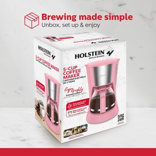 Foto 5 | Foto 5 | Cafetera Holstein Housewares De Vidrio 5 Tazas Color Rosa 750 Ml - Venta Internacional.