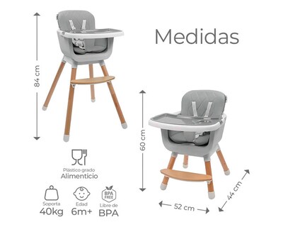 Foto 3 | Foto 3 | Silla Alta Para Bebe 4 En 1 Gris
