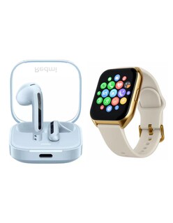 Foto 1 | Foto 1 | Bundle Smartwatch Gts Mini Filwans Dorado + Audífonos Xiamoi Bunds 6 Active Azul