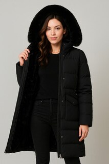 Foto 1 | Foto 1 | Chamarra Larga Para Mujer Premium Peluche Elegante Sakers - Negro