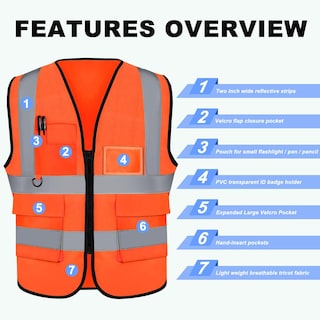 Foto 4 | Foto 4 | Chaleco De Seguridad Xpcare Hi Vis Reflectante Con Bolsillos Naranja - Venta Internacional.