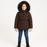 Chamarra Acolchada Para Niña Gorro Peluche Premium Sakers - Marrón - 12