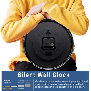 Foto 4 | Foto 4 | Reloj De Pared Hito Silent De 10 Pulgadas Con Marco De Aluminio Plateado - Venta Internacional.