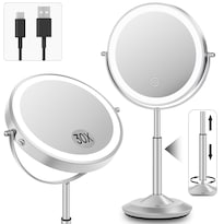 Espejo De Maquillaje Vpu De 8 Pulgadas 30 Veces Iluminado Recargable Ajustable - Venta Internacional.