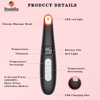 Foto 6 | Foto 6 | Eye Lift Wand Vowleike Pantalla Lcd 3 En 1 Vibratoria De 37 °c A 45 °c Negra - Venta Internacional.